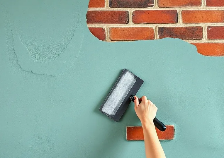 Application d'un enduit décoratif à la lisseuse sur un mur